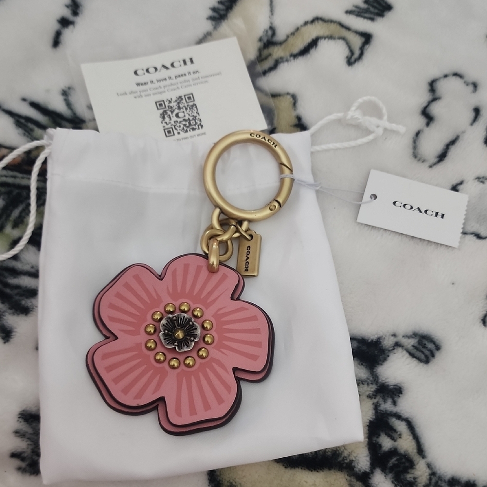 Coach Pink and Gold Flower Key & Card Holder